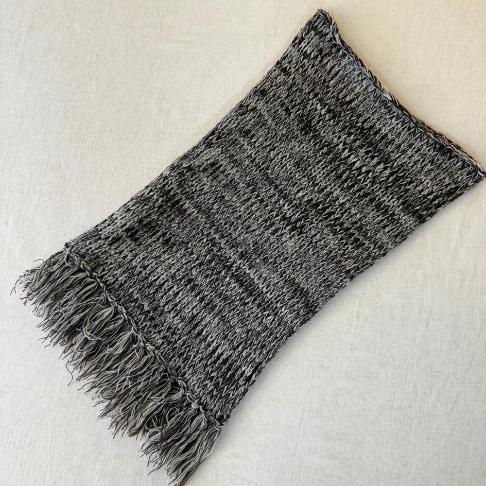 Indigo Soul Marled Knit Scarf‎ Brown Cream Fringe Acrylic Winter Accessory